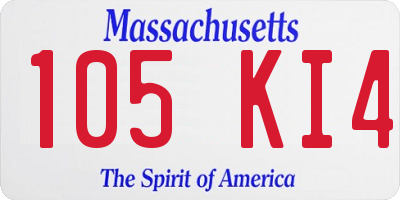 MA license plate 105KI4