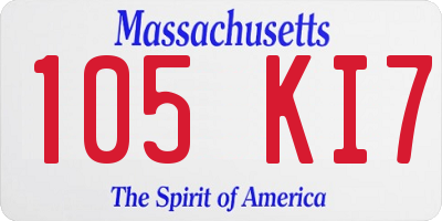 MA license plate 105KI7
