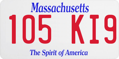 MA license plate 105KI9