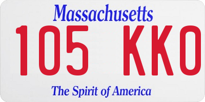 MA license plate 105KK0