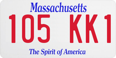 MA license plate 105KK1