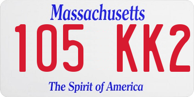 MA license plate 105KK2