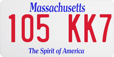 MA license plate 105KK7
