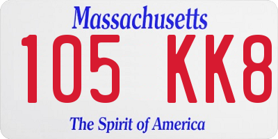 MA license plate 105KK8