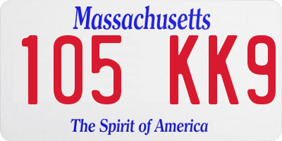 MA license plate 105KK9