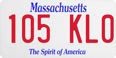 MA license plate 105KL0