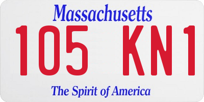 MA license plate 105KN1