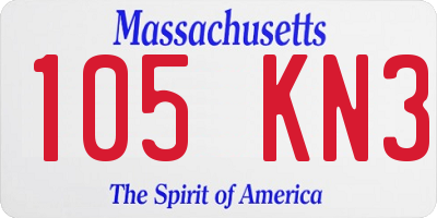 MA license plate 105KN3