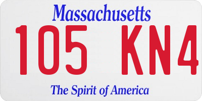 MA license plate 105KN4