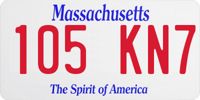 MA license plate 105KN7