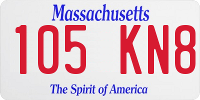 MA license plate 105KN8