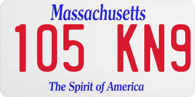 MA license plate 105KN9
