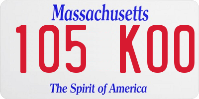 MA license plate 105KO0