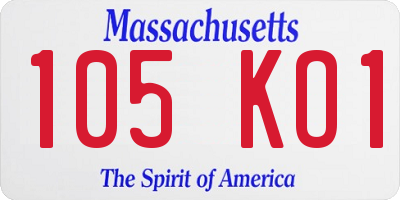 MA license plate 105KO1