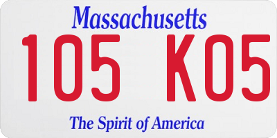 MA license plate 105KO5
