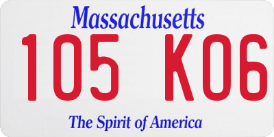 MA license plate 105KO6