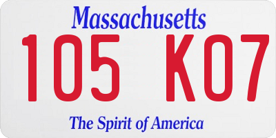 MA license plate 105KO7