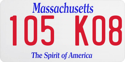 MA license plate 105KO8