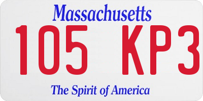 MA license plate 105KP3