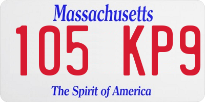 MA license plate 105KP9