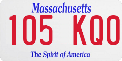 MA license plate 105KQ0