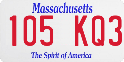 MA license plate 105KQ3