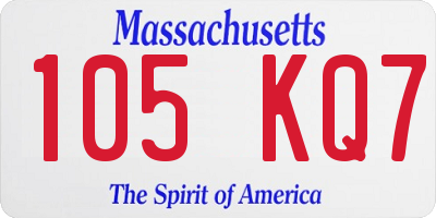 MA license plate 105KQ7