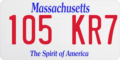 MA license plate 105KR7