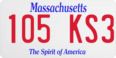 MA license plate 105KS3