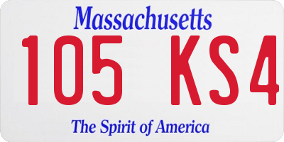 MA license plate 105KS4