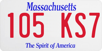 MA license plate 105KS7