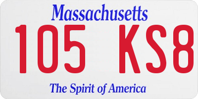 MA license plate 105KS8