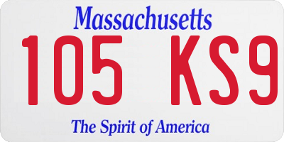 MA license plate 105KS9