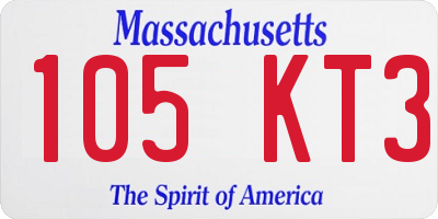 MA license plate 105KT3
