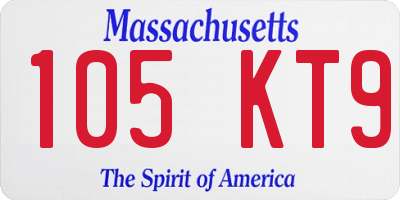 MA license plate 105KT9