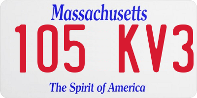 MA license plate 105KV3