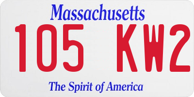 MA license plate 105KW2