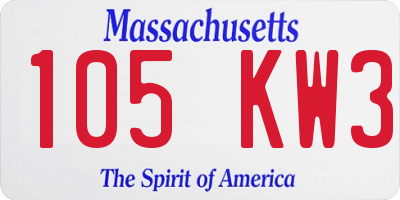 MA license plate 105KW3