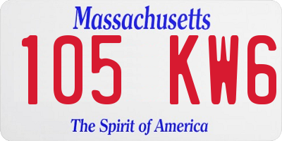 MA license plate 105KW6