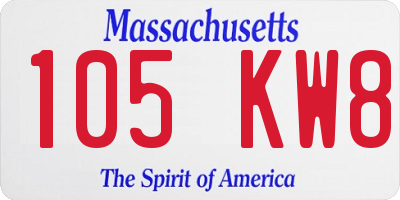 MA license plate 105KW8