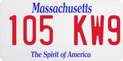 MA license plate 105KW9