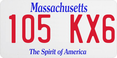 MA license plate 105KX6