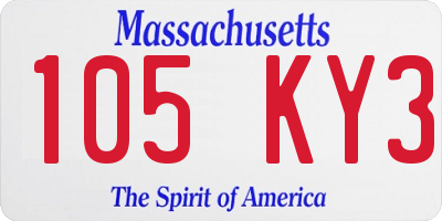 MA license plate 105KY3