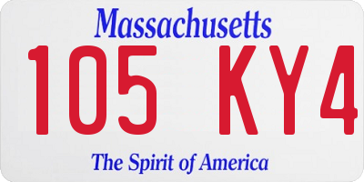 MA license plate 105KY4