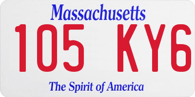 MA license plate 105KY6