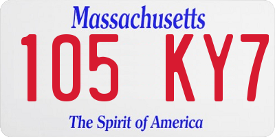 MA license plate 105KY7