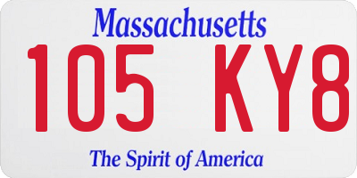 MA license plate 105KY8