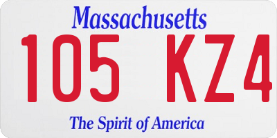 MA license plate 105KZ4