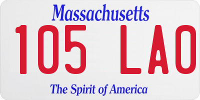 MA license plate 105LA0