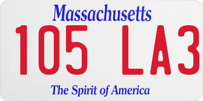 MA license plate 105LA3